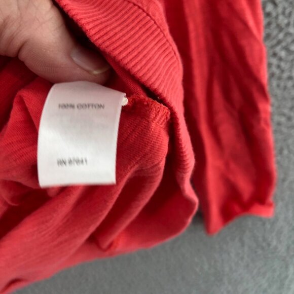 J Jill Hoodie Womens Extra Small Orange Roll Tab Sleeves Knit V Neck Pocket Tee* - Picture 7 of 11